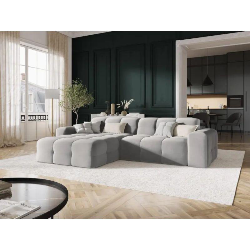 Velvet Corner Sofa - Grey - 250x160x85x85 cm - By Alhome - ALHOME