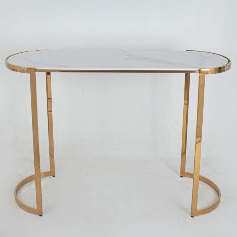 Wooden And Metal Console With Rounded Edges - Gold By Alhome - ALHOME