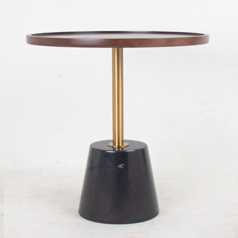 A Luxurious Table With A Wooden Top And A Black Galaxy Granite Marble Base By Alhome - ALHOME