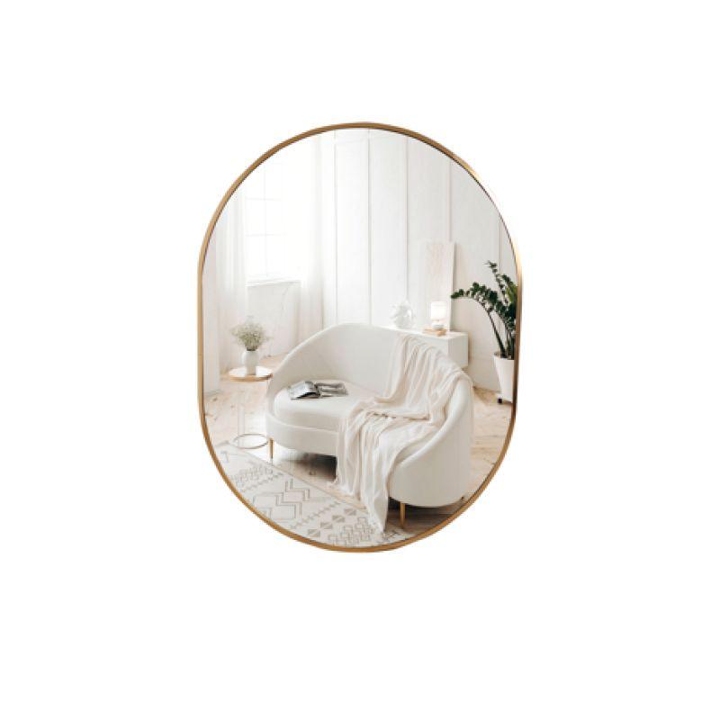 Curved Wall Mirror with Aluminum Frame - Gold - 60x80x3 cm - By Family Ship - ALHOME