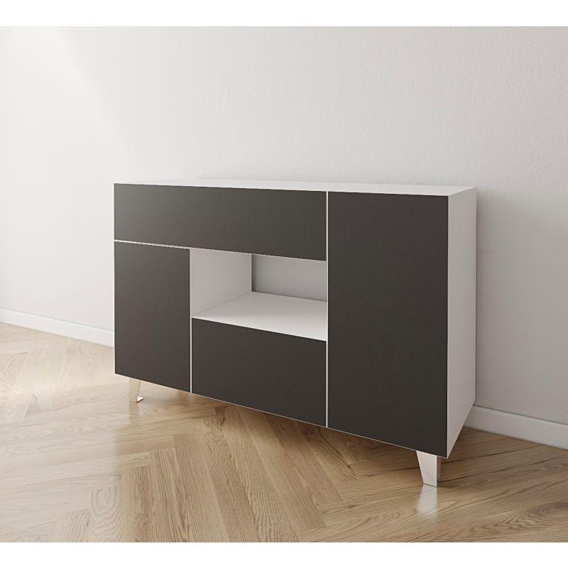 White and Black Coffee Corner with Two Shelves and Two Drawers By Alhome - ALHOME