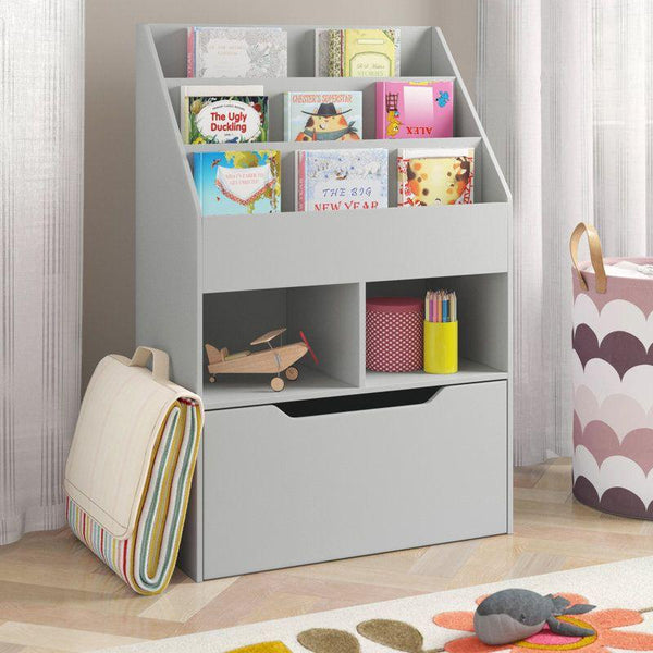 Kids Bookcase: 59x29x89 Wood, Grey by Alhome - ALHOME