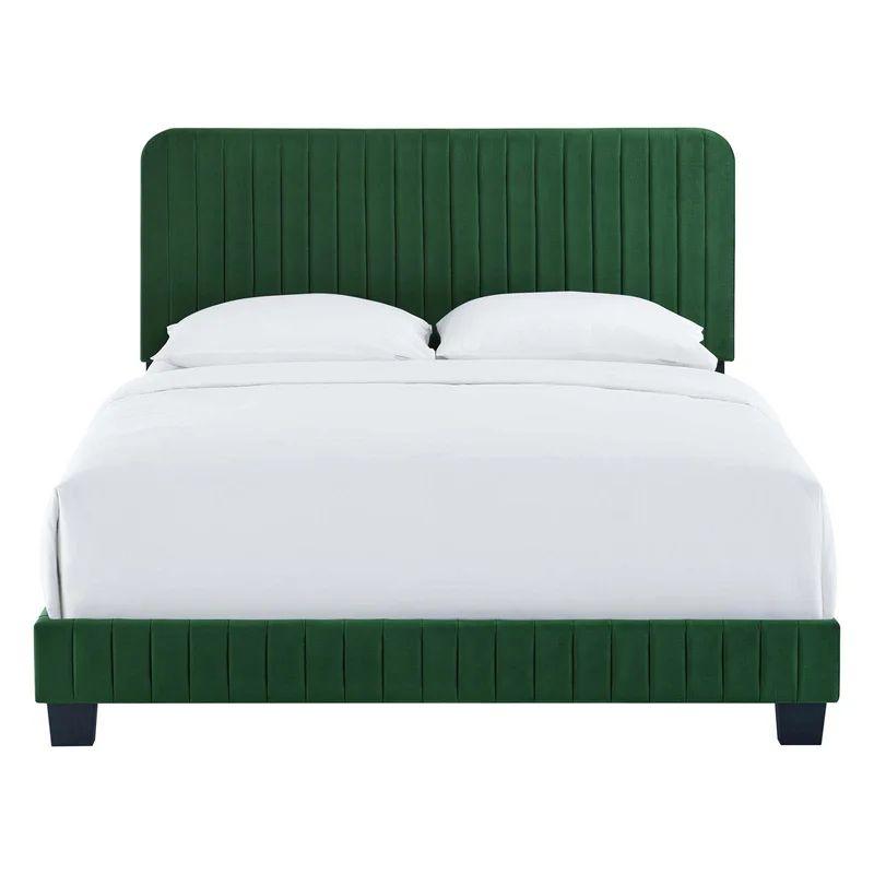 Enchanting Queen Bed Velvet Green Tranquility By Alhome - ALHOME