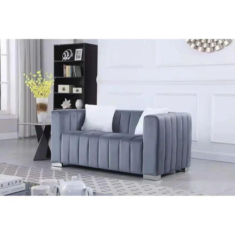 Graphite Gray Velvet 2-Seater Sofa Swedish Wood By Alhome - 110110815 - ALHOME