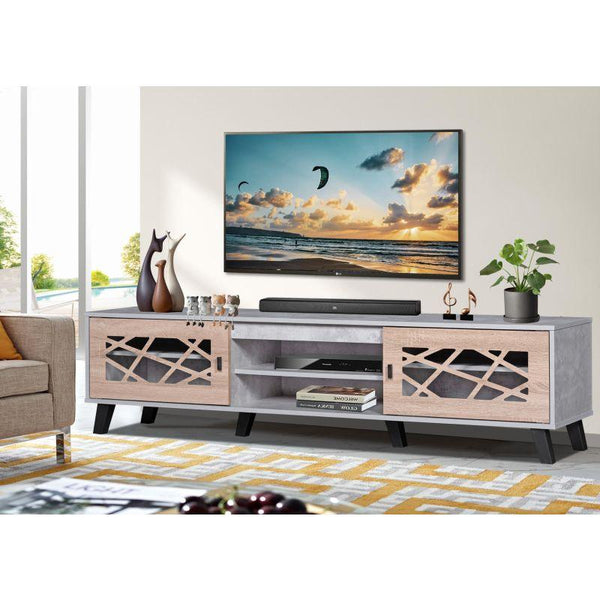 Tv Table From Malaysian Wood - Gray And Beige - 180x40x45 cm - By Baity - ALHOME