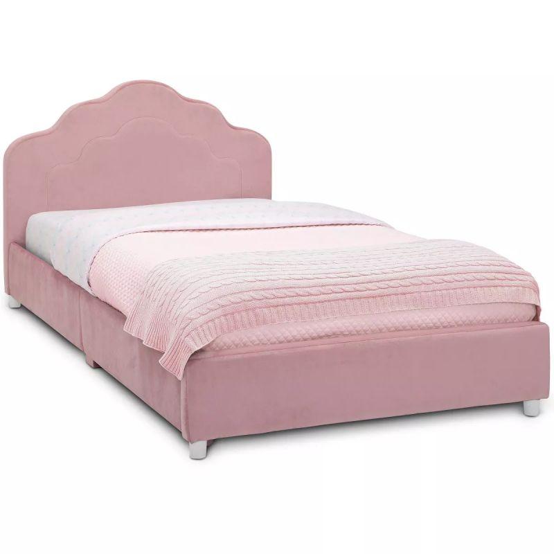 Kids' Pink Fabric Upholstered Wood Bed: Whimsical Charm, 120x200x140 cm by Alhome - ALHOME