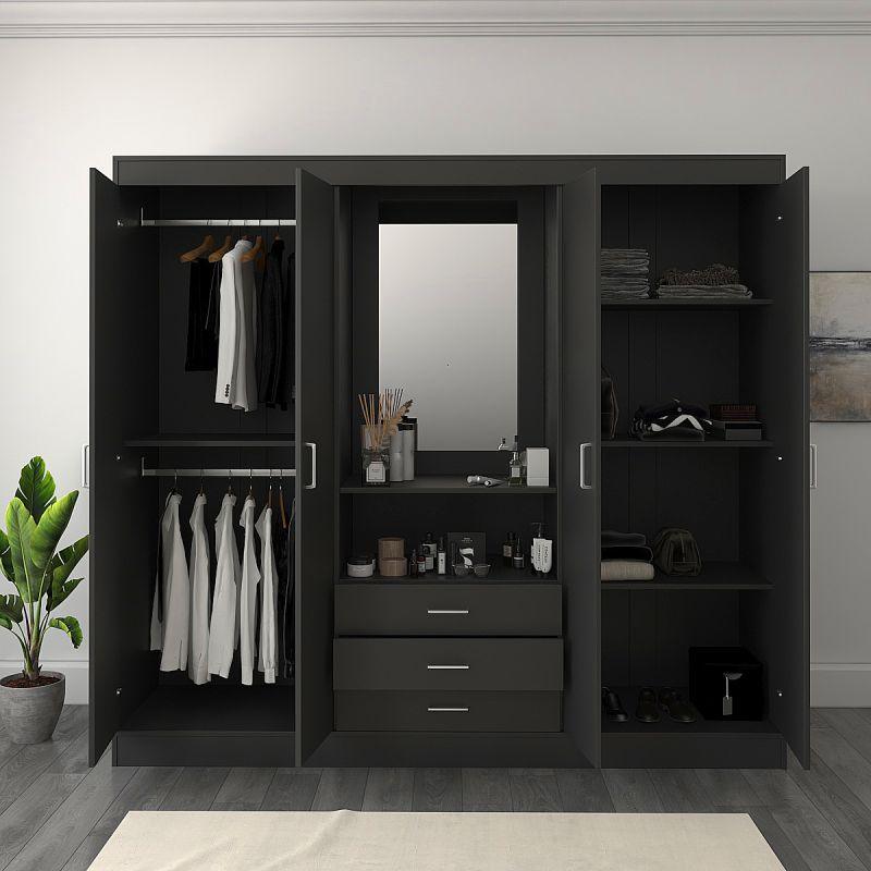 Wardrobe with Black Dresser By Alhome - ALHOME