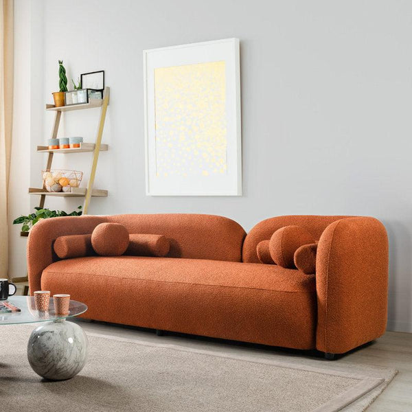 Vibrant Chic: 3-Seater Boucl√© Sofa in Orange By Alhome - ALHOME