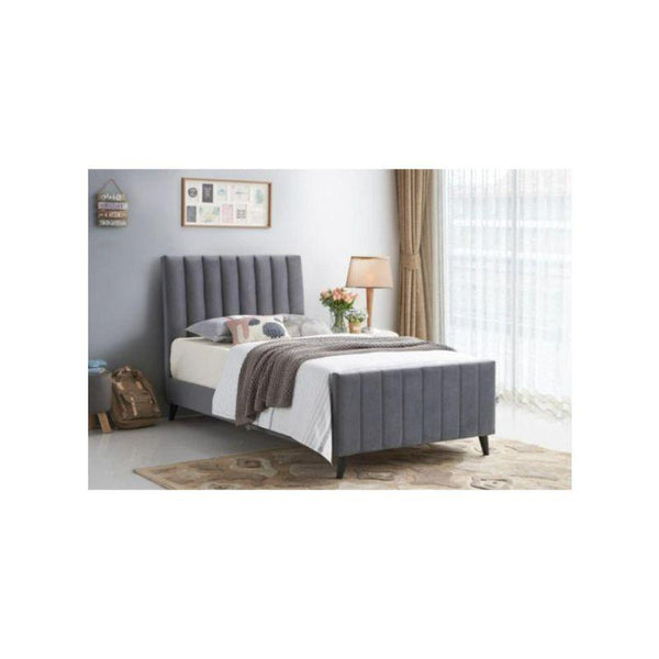 Gray Velvet Single Bed Size 120x200 By Alhome - 110110070 - ALHOME