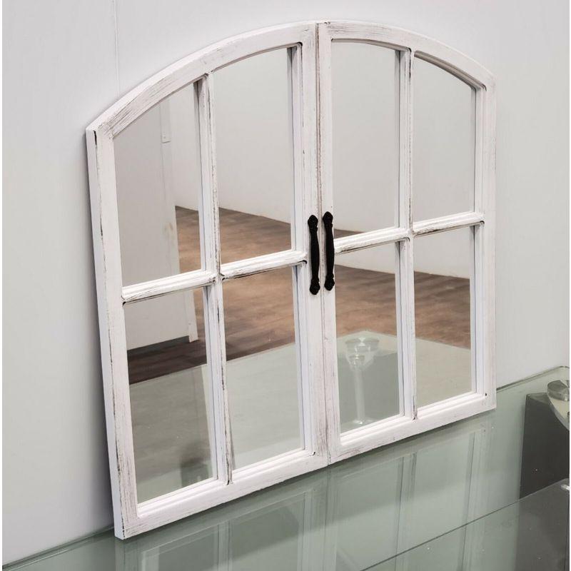 Window Wall Mirror with Two Doors - White - 71x64.5x2 cm - By Family Ship - ALHOME