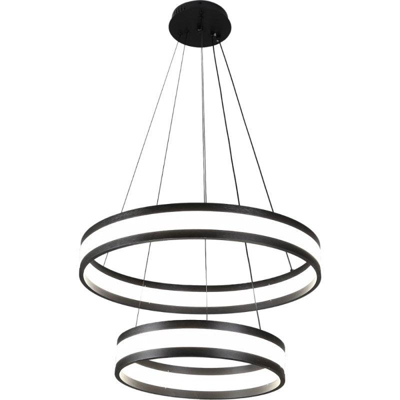 Modern Chandelier With Two Black Rings With 3 Lights - 85 W By Alhome - ALHOME