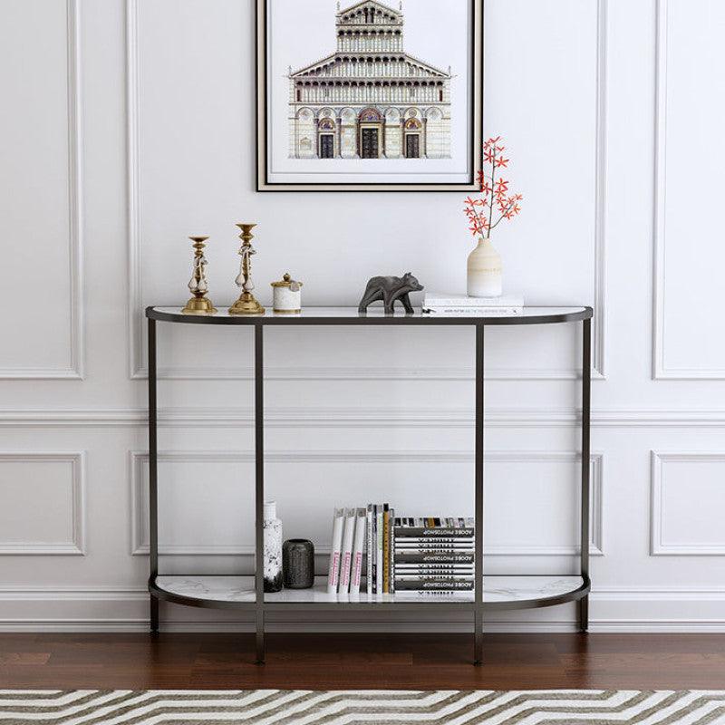 Sculpted Iron and Marble Console Elegance By Alhome - ALHOME