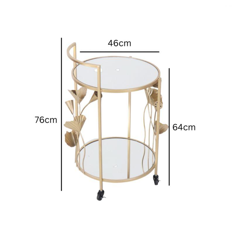 Metal Serving Cart With Metal + Glass Surfaces - Gold - By Alhome - ALHOME