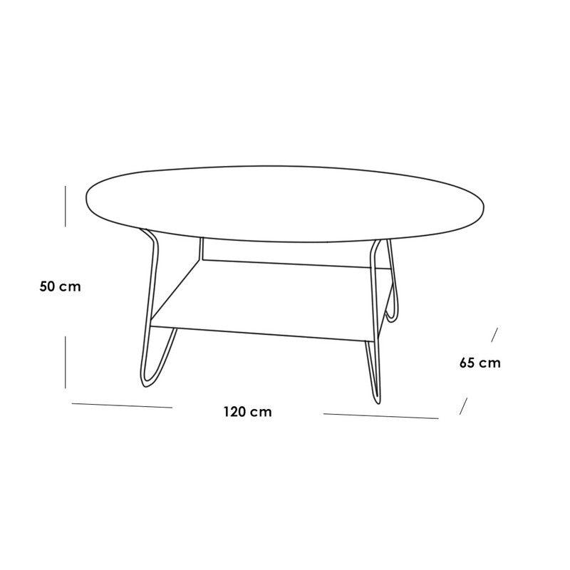 Iron and Marble Wood Coffee Table White - 120x65x50 cm By Alhome - ALHOME