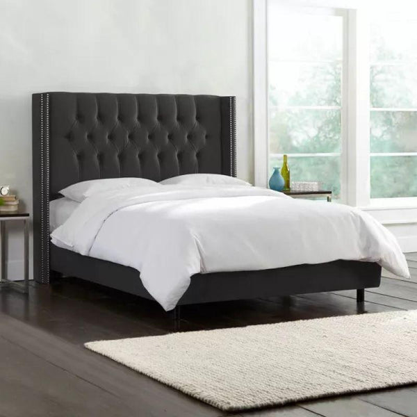 Royal Collection: Swedish Wood Queen Bed - Opulent Black Tranquility (180x200x140) by Alhome - ALHOME