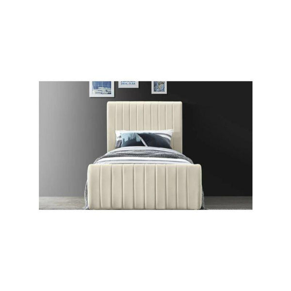 Off White Velvet Single Bed Size 120x200 By Alhome - 110110051 - ALHOME