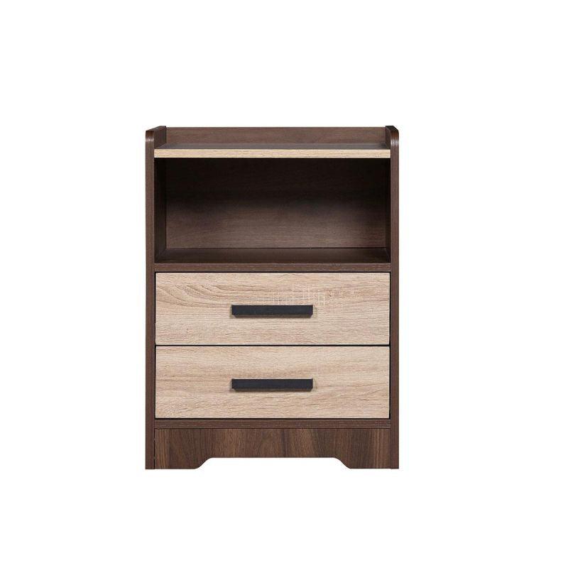 Side Table With Two Drawers And A Shelf From Malaysian Wood - Brown And Wooden - 43x40x58 cm - By Baity - ALHOME