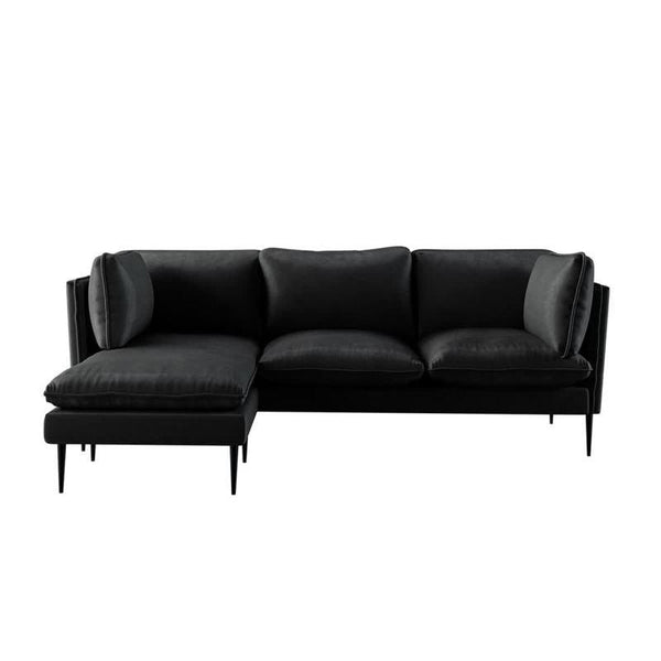 Modern Black Velvet L-Shaped Sofa - 230x135x45x85 cm - Swedish Wood By Alhome - 110111069 - ALHOME