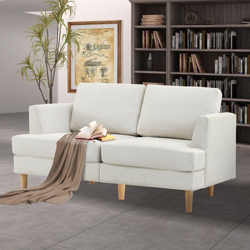 Modern Linen 2 Seater Sofa - White - 180x85x85 cm - By Alhome - ALHOME