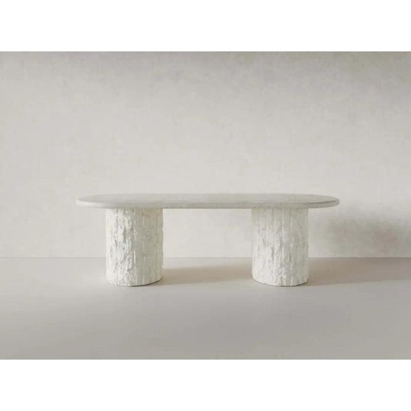 Modernity Sleek White Stone Center Table By Alhome - Zrafh.com - Your Destination for Baby & Mother Needs in Saudi Arabia