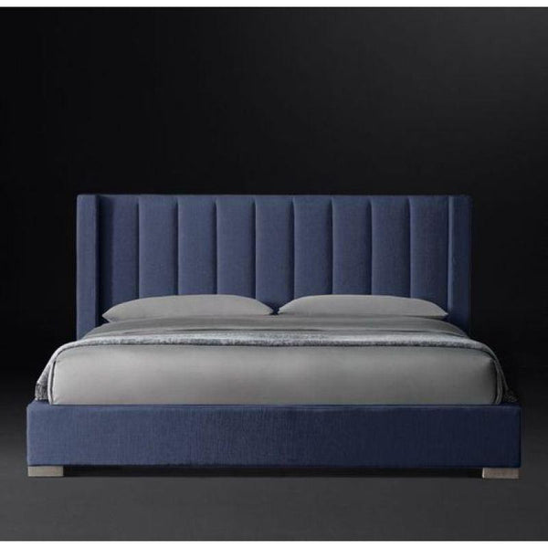 Regal Comfort: Swedish Wood Chanel Blue King Bed By Alhome - ALHOME