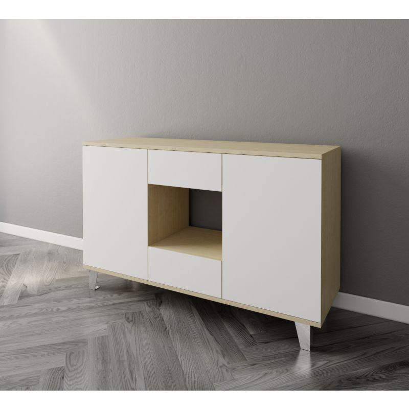 White and Beige Coffee Corner with Two Doors and Two Sliding Drawers By Alhome - ALHOME