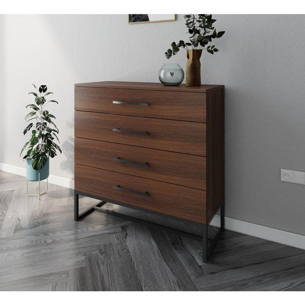 Brown Console with 4 Drawers and an Iron Base By Alhome - ALHOME