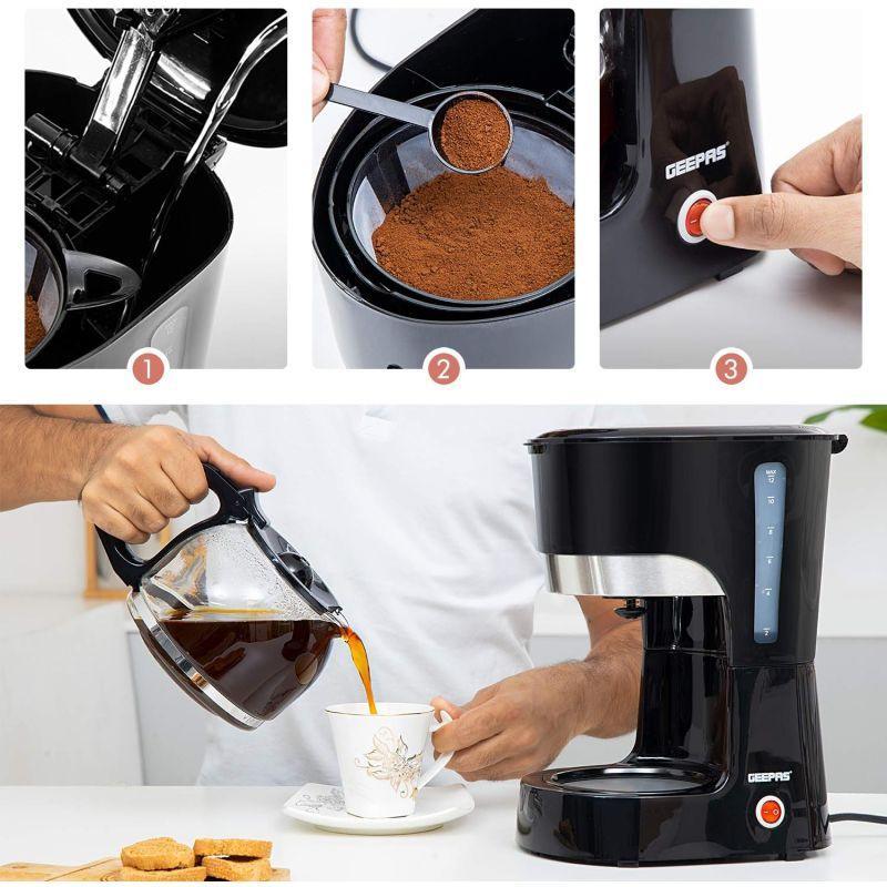 Geepas Liquid Filter Coffee Machine - 1.5 liters - 1000w - Black - Gcm6103 - .com - Your Destination for Baby & Mother Needs in Saudi Arabia