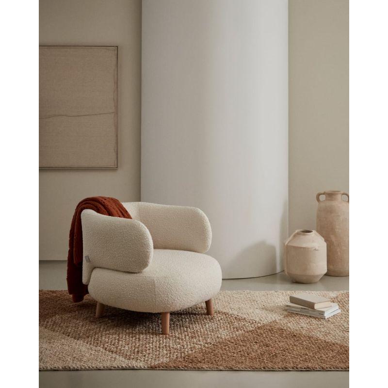 Modern Bouclé Chair - Beige - 80x85x70 cm - By Alhome - ALHOME