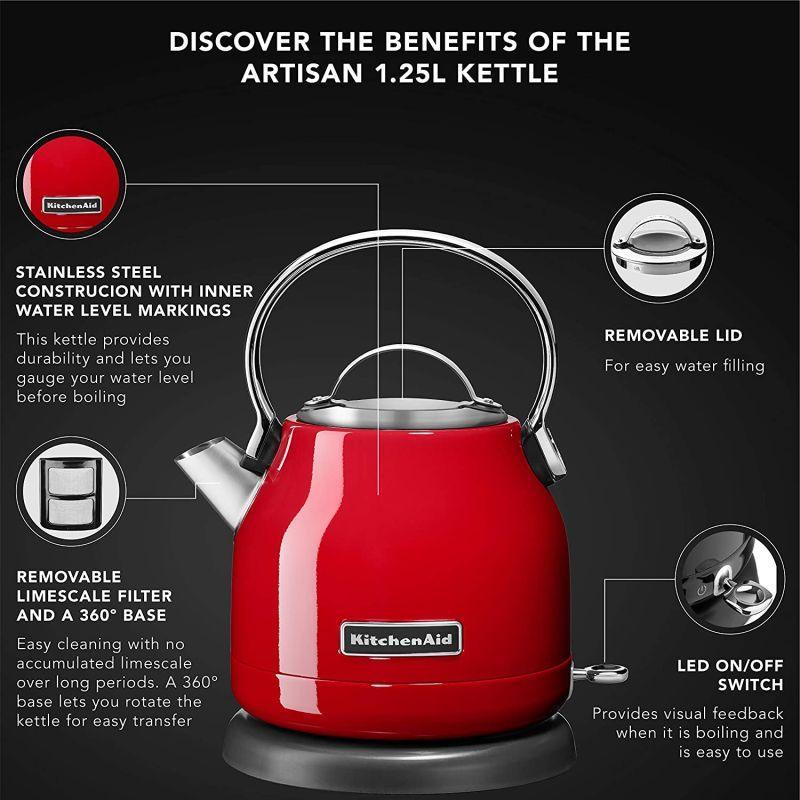 KitchenAid Electric Kettle - 1.25 L - 2200 W - Red - 5KEK1222 - 