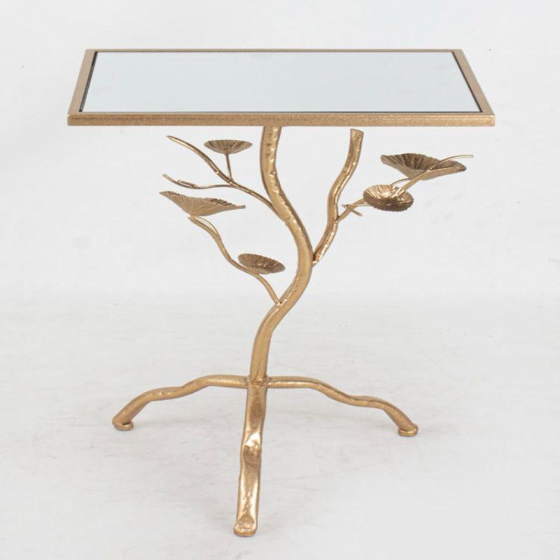 Single Table With A Rectangular Mirror Glass Top And Golden Iron Bases By Alhome - ALHOME