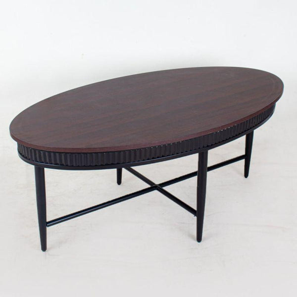 Wooden Oval Center Table With Metal Frame - Dark Wood By Alhome - ALHOME