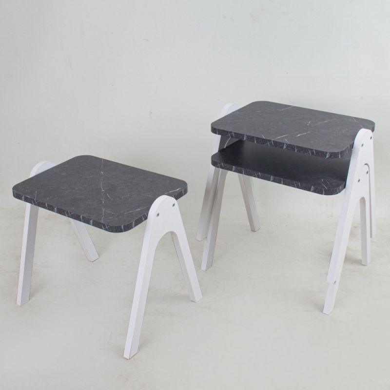 Set of Rectangular Tables With White Bases By Alhome - ALHOME