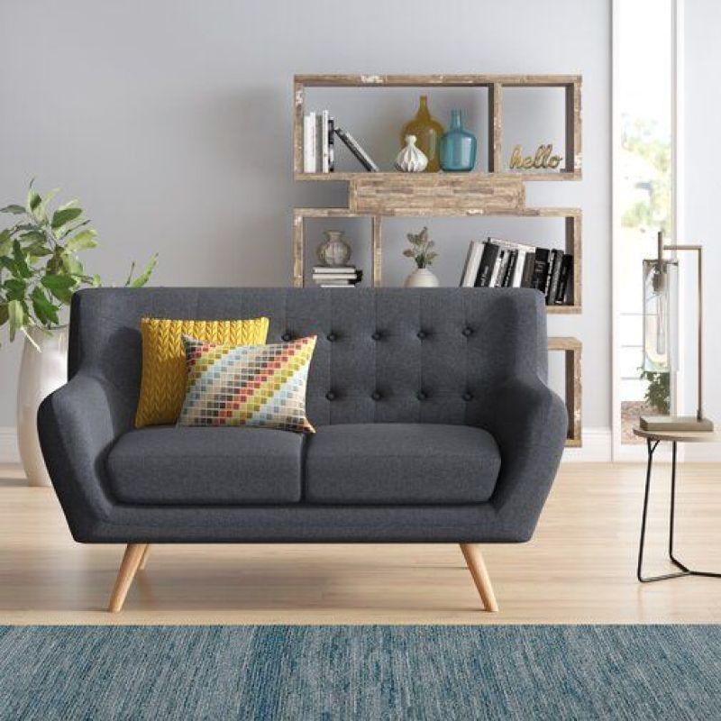 Modern Gray Linen 2-Seater Sofa Swedish Wood By Alhome - 110110822 - ALHOME