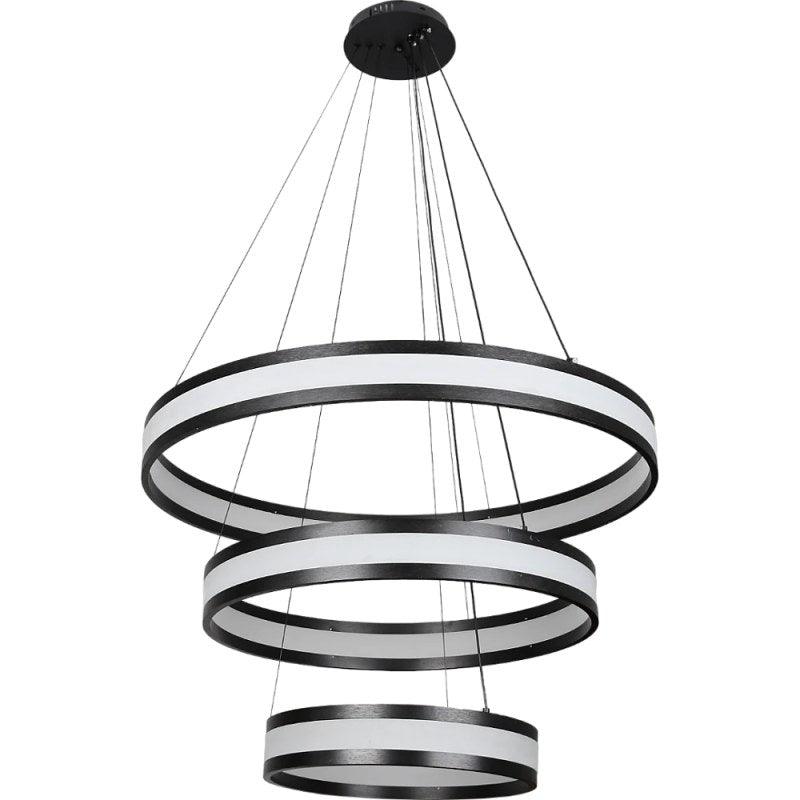 Modern 3-Ring Black Chandelier With 3 Lights - 150 W By Alhome - ALHOME