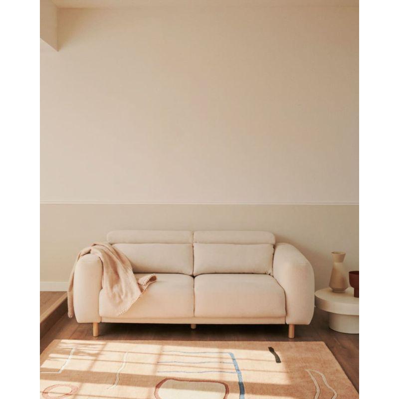 Beige Swedish Wood 3-Seater Sofa - Size: 220x85x85, By Alhome - 110112201 - ALHOME