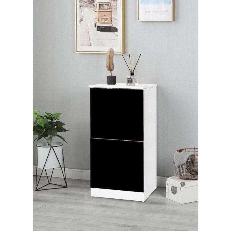 Shoe Cabinet With 3 Sections In A Graduated Design Made Of Premium Wood - Black And White - 40x30x120 cm - By Baity - ALHOME