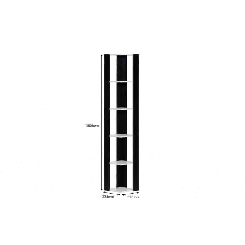 Corner Shelving Unit With 5 Layers - Black And White - 32.5x32.5x180 cm - From Baity - ALHOME