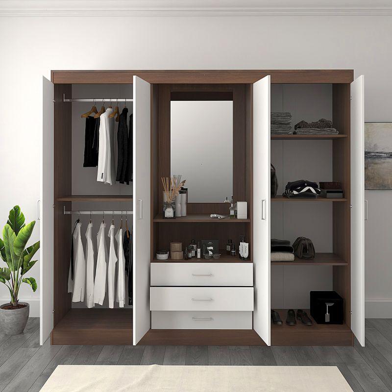 Elegant Wardrobe with White and Brown Dresser By Alhome - ALHOME