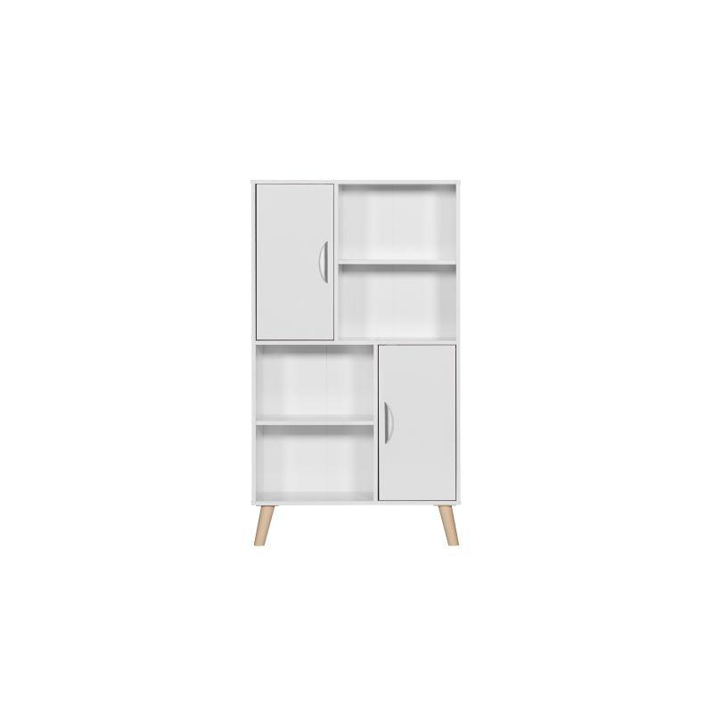 Wooden Storage Unit With Multiple Shelves And Drawers For Multiple Uses - White - 80x30x140 cm - By Baity - ALHOME