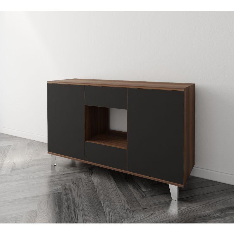 Black and Brown Coffee Corner with Two Doors and Two Sliding Drawers By Alhome - ALHOME