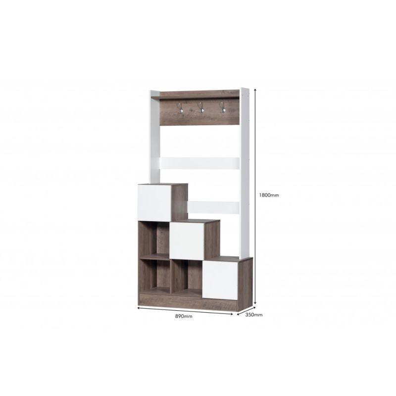 Storage Unit From Malaysian Wood - White And Dark Brown - 35x89x180 cm - By Baity - ALHOME