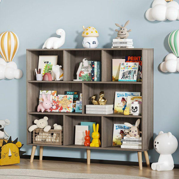 Kids Bookcase: 118x24x106 Wood, Grey by Alhome - ALHOME