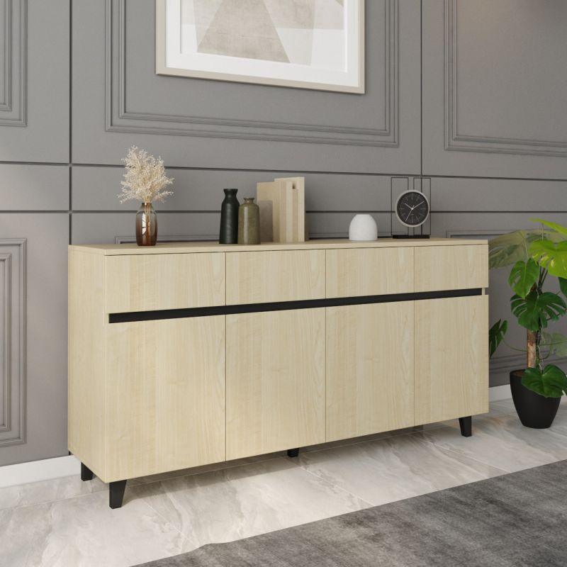 Console Storage Unit in Beige and Black By Alhome - ALHOME