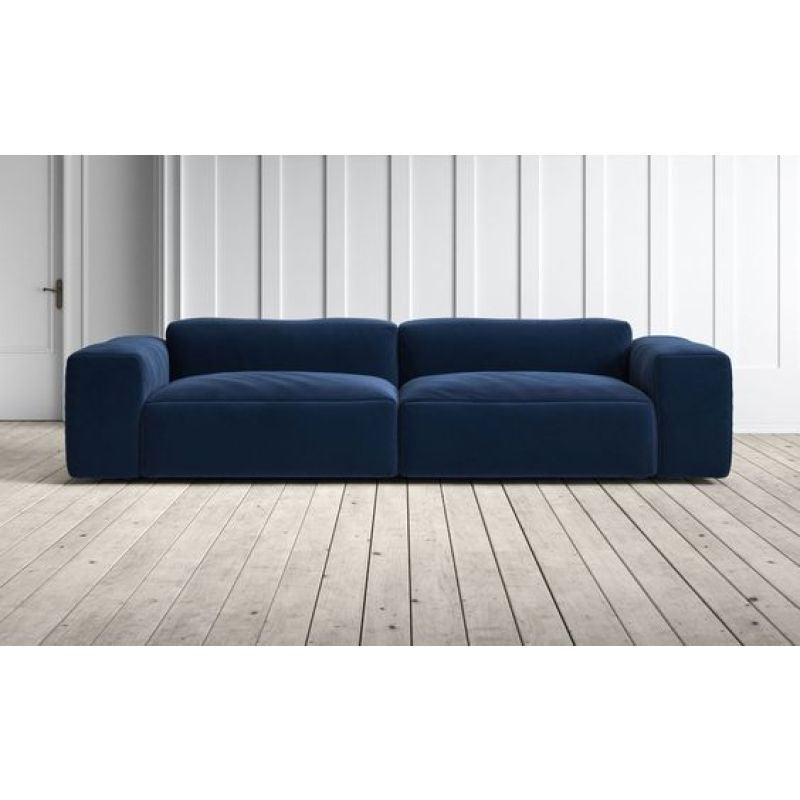 Regal Dark Blue Velvet 3-Seater Sofa - 240x85x45 cm - Swedish Wood By Alhome - ALHOME