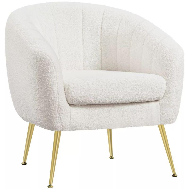 Modern Comfortable Boucle Arm Chair - White - 80x85x85 cm - By Alhome - ALHOME