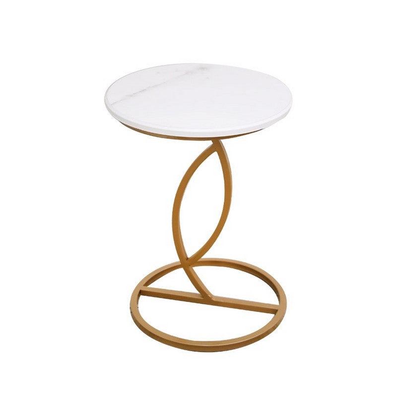 Iron and Marble Wood Side Table Gold - 40x40x50 cm By Alhome - ALHOME