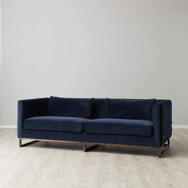 Velvet Dark Blue 3-Seater Sofa By Alhome - 110111564 - ALHOME