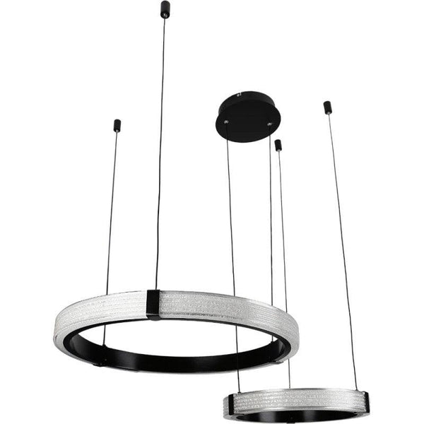 Modern Chandelier With Two Black Rings With 3 Lights - 115 W By Alhome - ALHOME