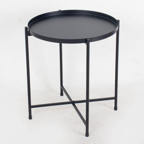 Table With A Metal Surface And Iron Legs In Black By Alhome - ALHOME